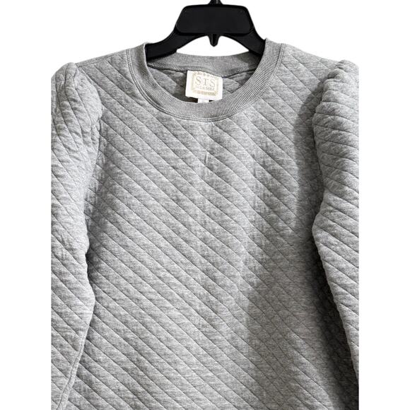 Sail to Sable Gray Quilted Puff Sleeve Sweatshirt XL Classic Pullover Top - Picture 6 of 7